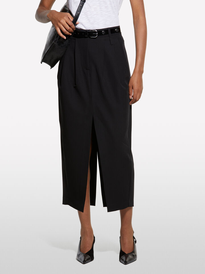 Schwarzer Midirock mit Schlitz - damen-midiröcke, longuette - Schwarz | Sisley image number 3